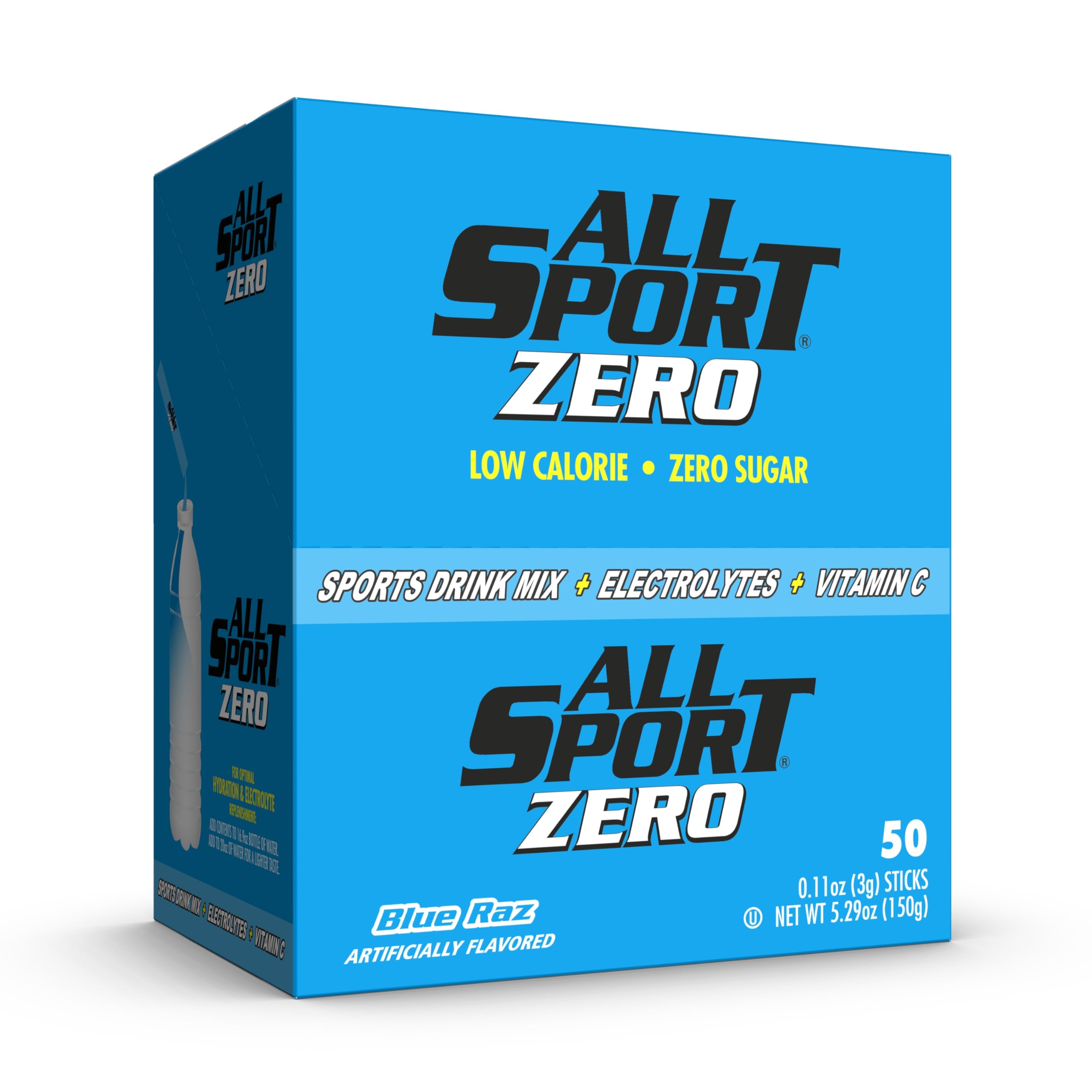 All Sport Powder Hydration Sticks front of box, zero calorie hydration on the go.