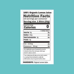 ALLBIO Organic Lemon Juice Stick close-up showing fresh NFC cold-pressed clarity.