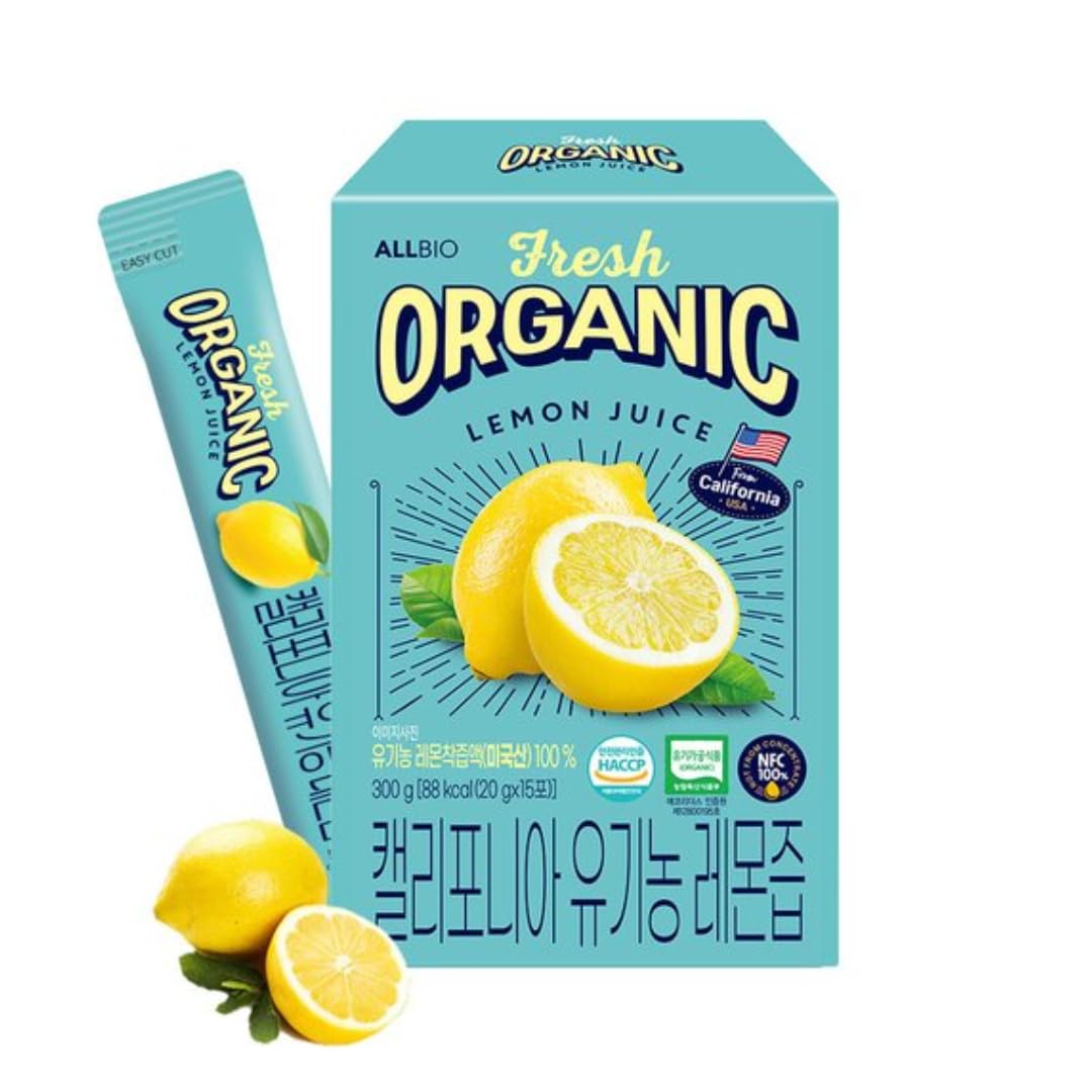 ALLBIO Organic Lemon Juice Stick front of pack for on-the-go hydration.