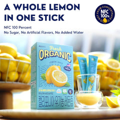 ALLBIO Organic Lemon Juice Stick being stirred into tea for bright flavor.