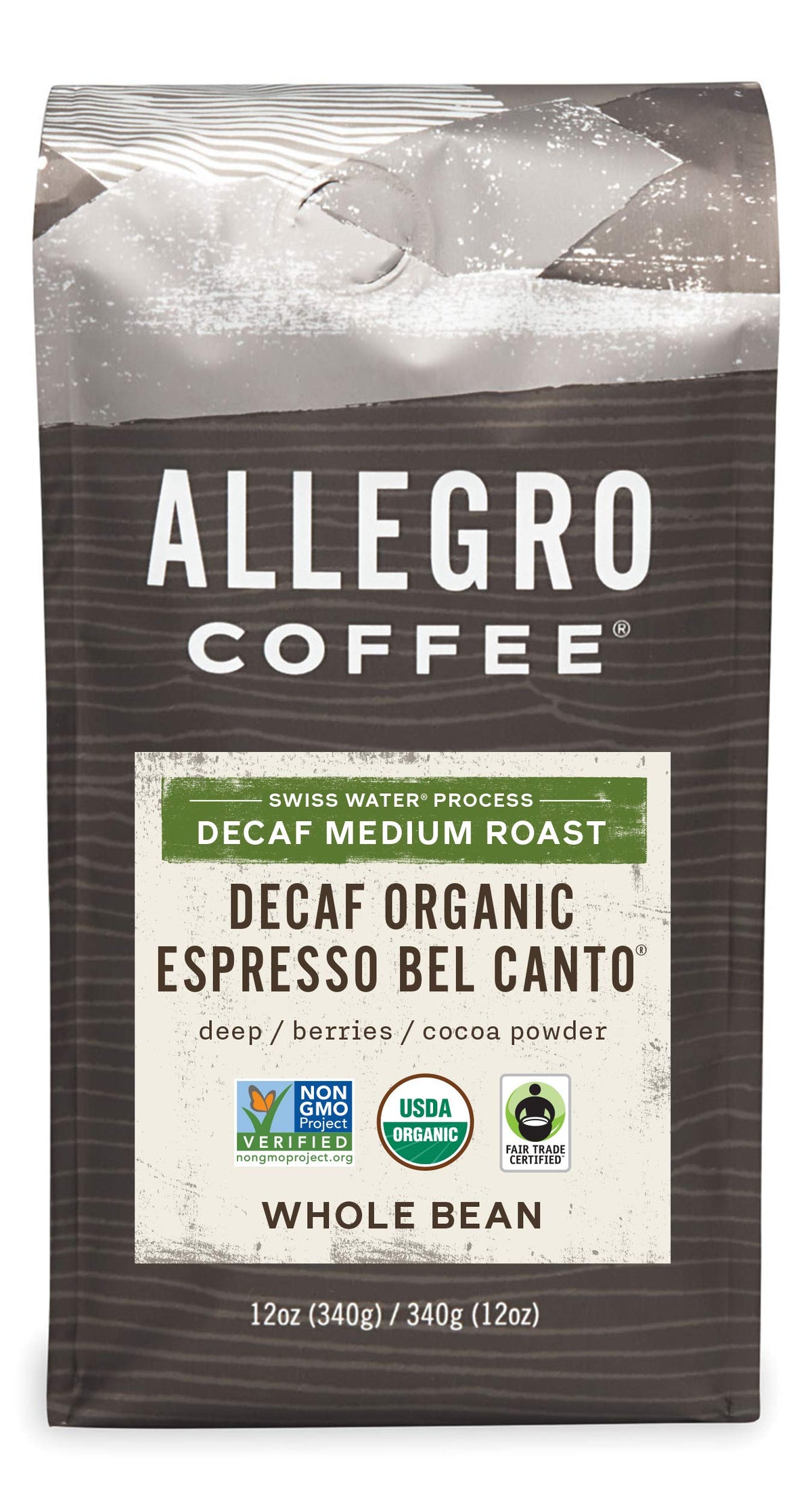 Allegro Coffee Bel Canto whole bean bag front for fresh espresso at home
