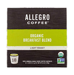 Allegro Coffee Breakfast Blend steaming cup aroma for a bright morning pick-me-up
