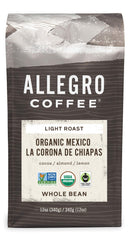 Allegro Coffee Mexico whole bean bag shows premium origin and aroma.