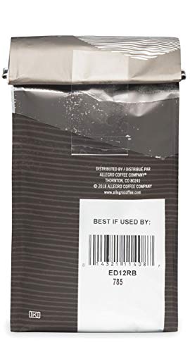 Allegro Coffee Rainforest Blend bag with cocoa notes highlighted on the label