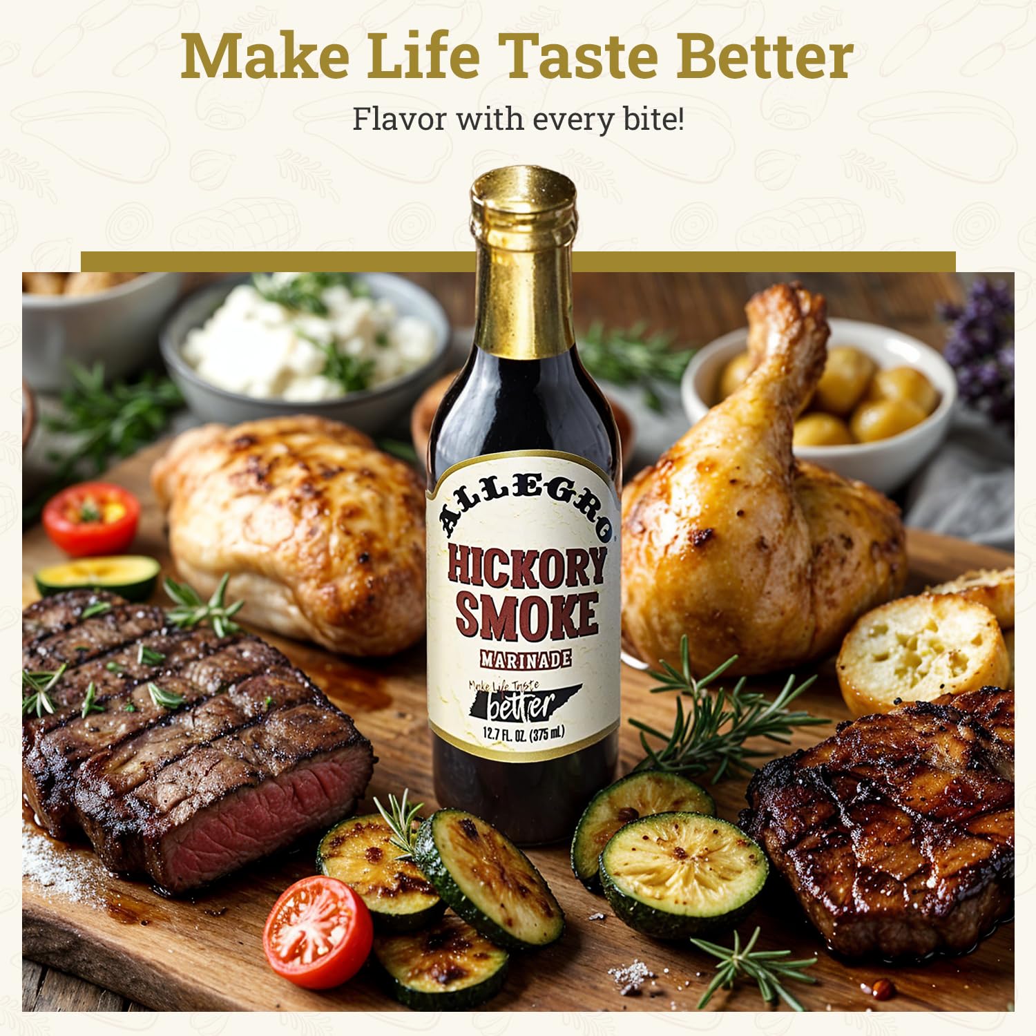 Allegro Marinade grilling scene with juicy meat enhanced by flavors.