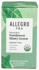 Allegro Coffee Northwest Minty Green Tea bags for a refreshing break.