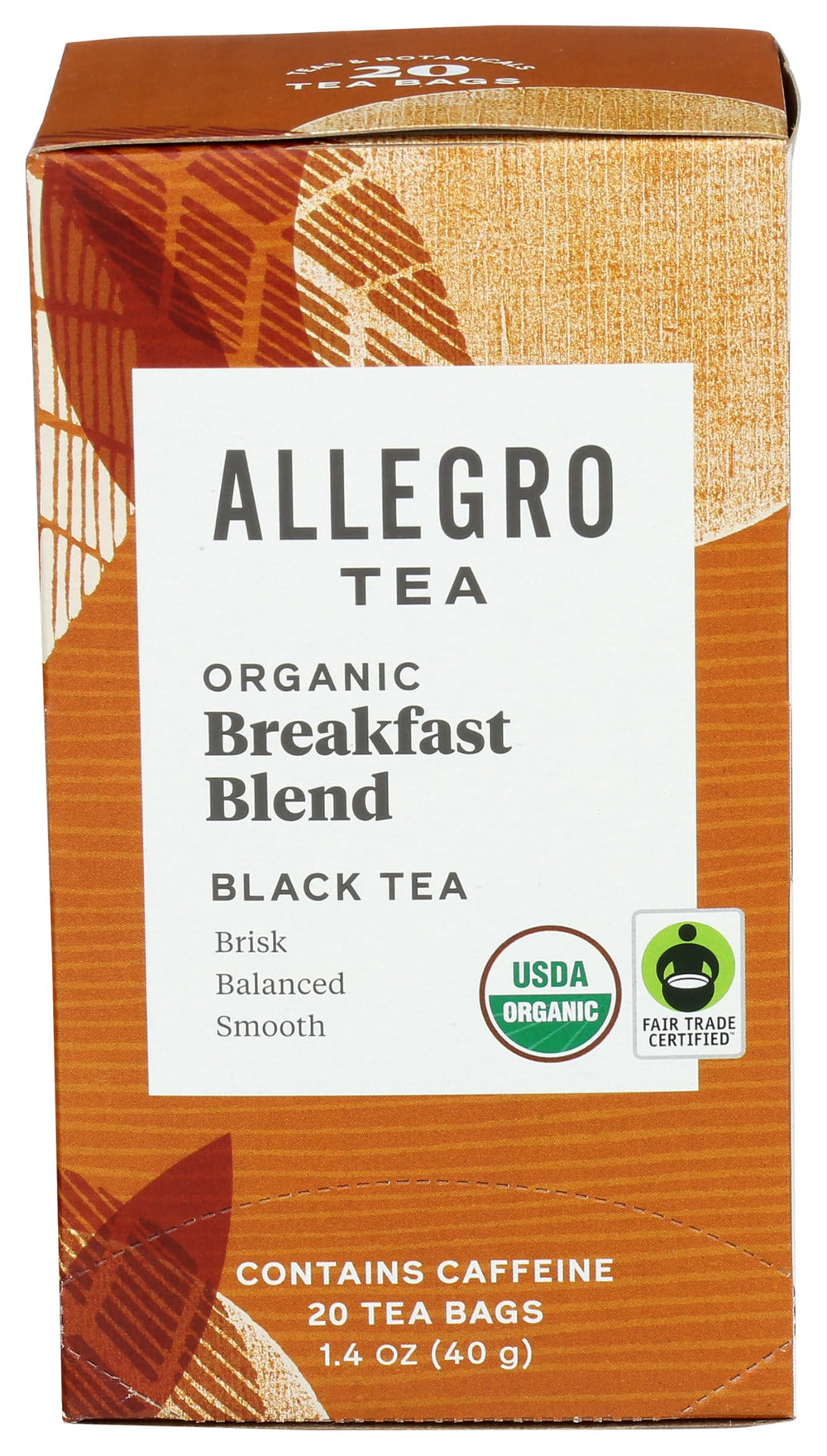 Allegro Tea Organic Breakfast Blend tea bags for a brisk morning pick-me-up.