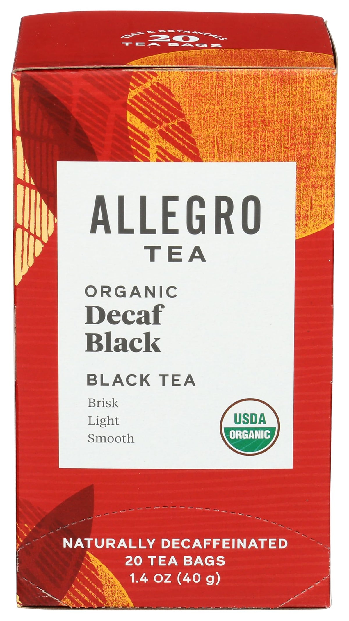 Allegro Tea Organic Decaf Black Tea Bags brew a smooth, caffeine-free cup.