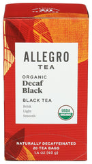 Allegro Tea Organic Decaf Black Tea Bags brew a smooth, caffeine-free cup.