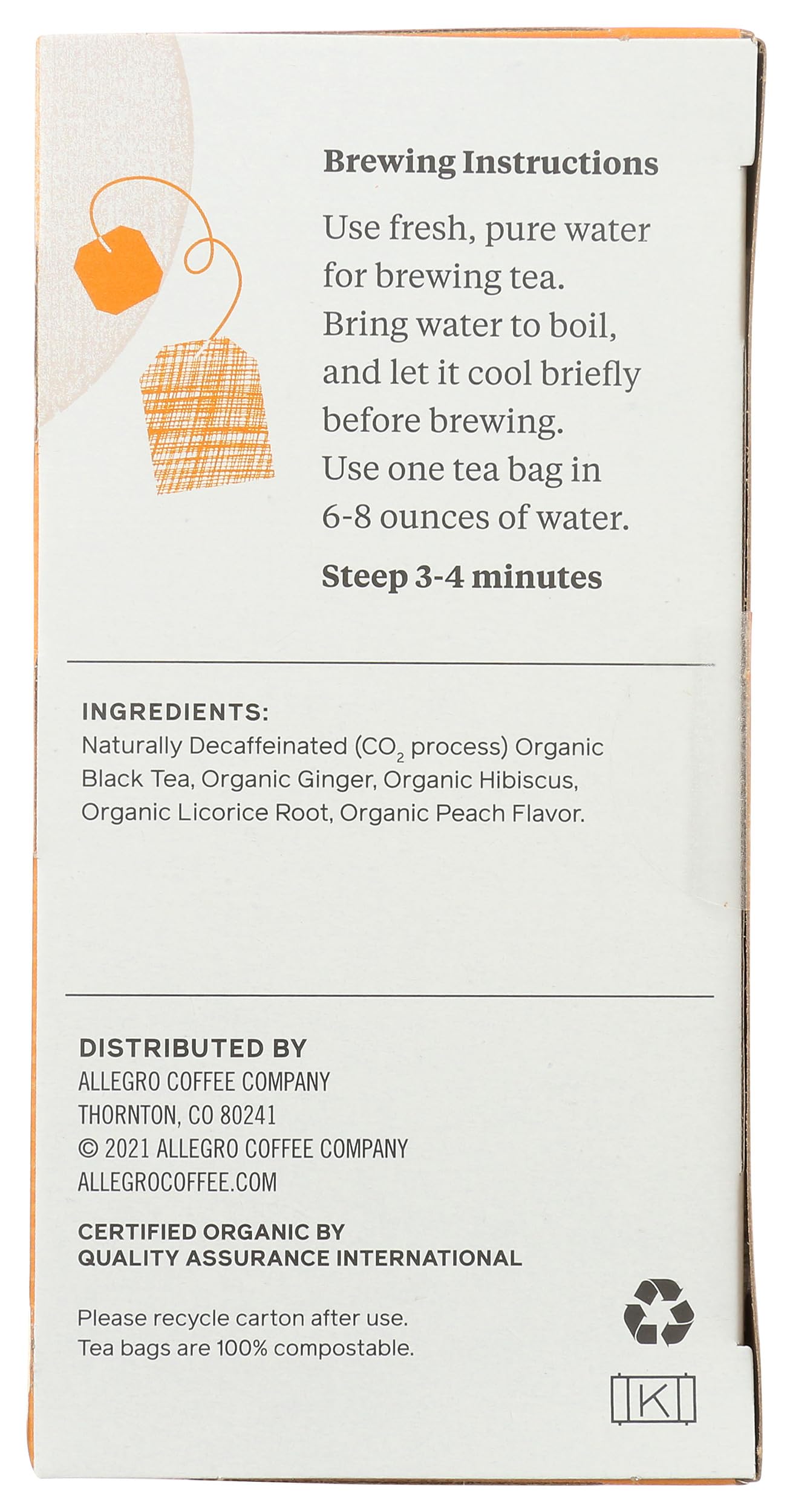 Allegro Tea on a retail shelf, quick pick for iced or hot tea.