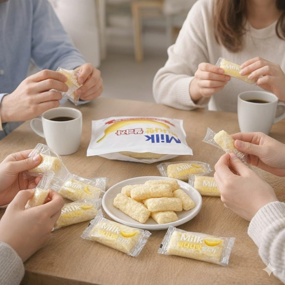 Alliving Korean Milk Rice Cracker close-up shows crisp texture ideal for quick bites.