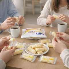 Alliving Korean Milk Rice Cracker close-up shows crisp texture ideal for quick bites.