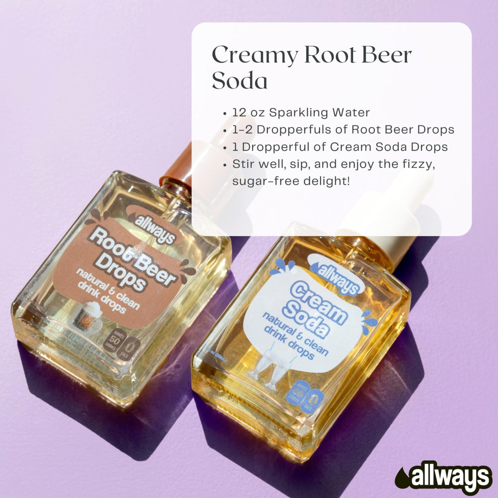 Allways Drops bottle shows no artificial dyes for clean ingredients.