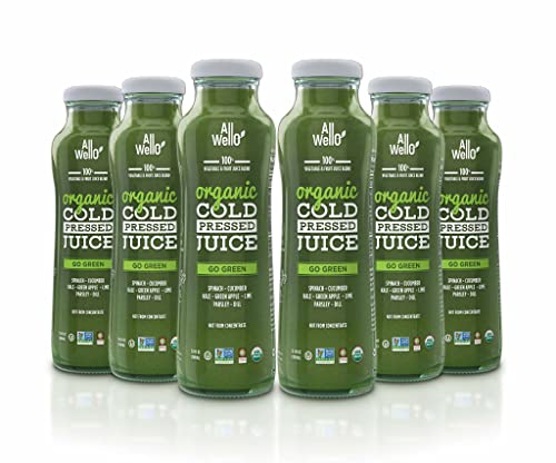 AllWello Go Green bottle showing fresh, organic juice for daily hydration.