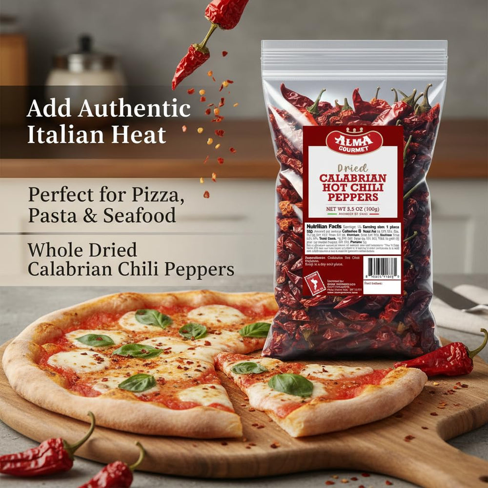 Alma Gourmet Calabrian peppers aroma closeup, enhances marinades and meat dishes