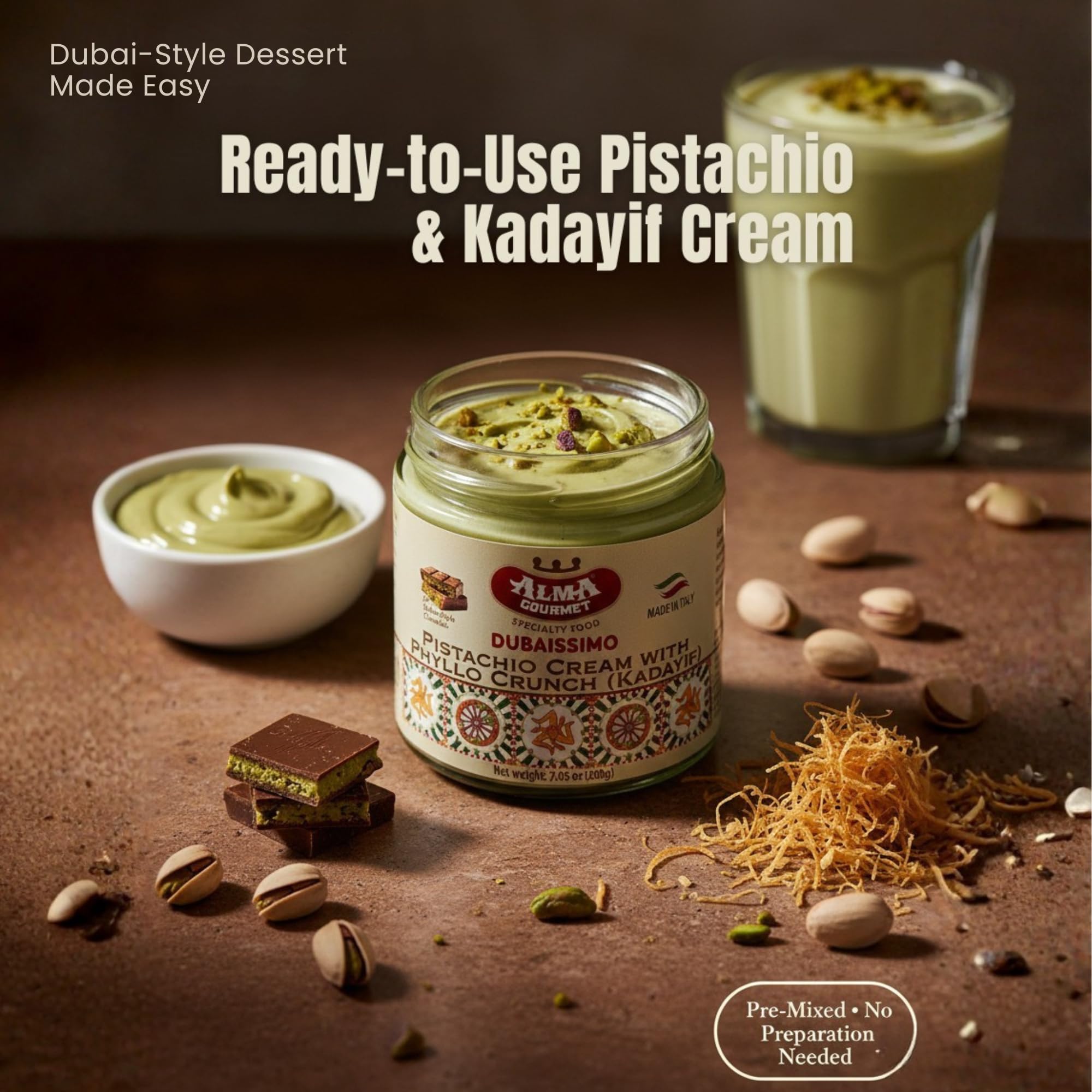 Detail of kadayif crunch in Alma Gourmet Dubaissimo blend