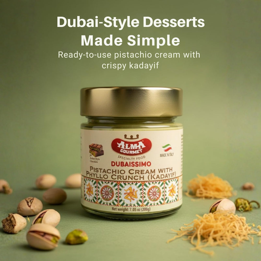 Pistachio latte with Alma Gourmet Dubaissimo in splash form