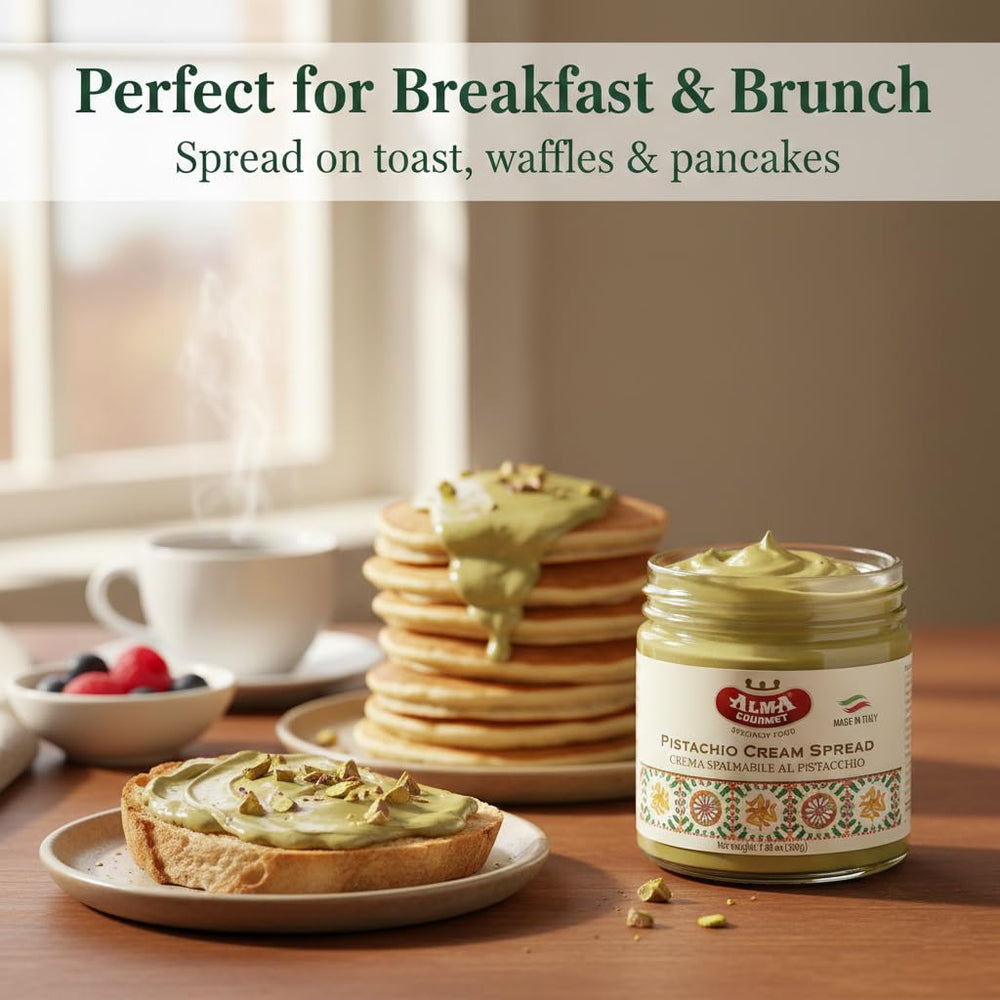 Alma Gourmet Pistachio Spread on a croissant as a bakery filling