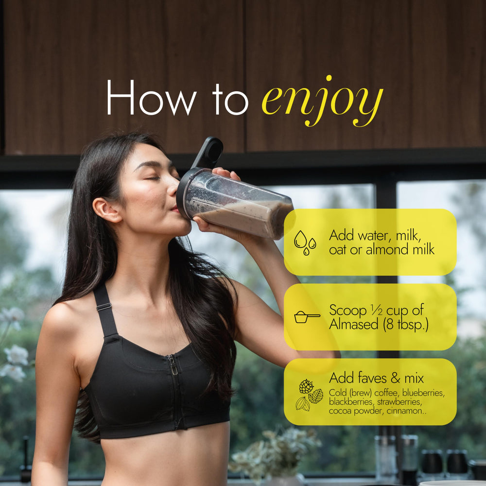 Morning routine with Almased shake ready for a quick breakfast