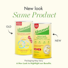 Almased Original Flavor pouring powder: easy to mix into milk for a creamy shake