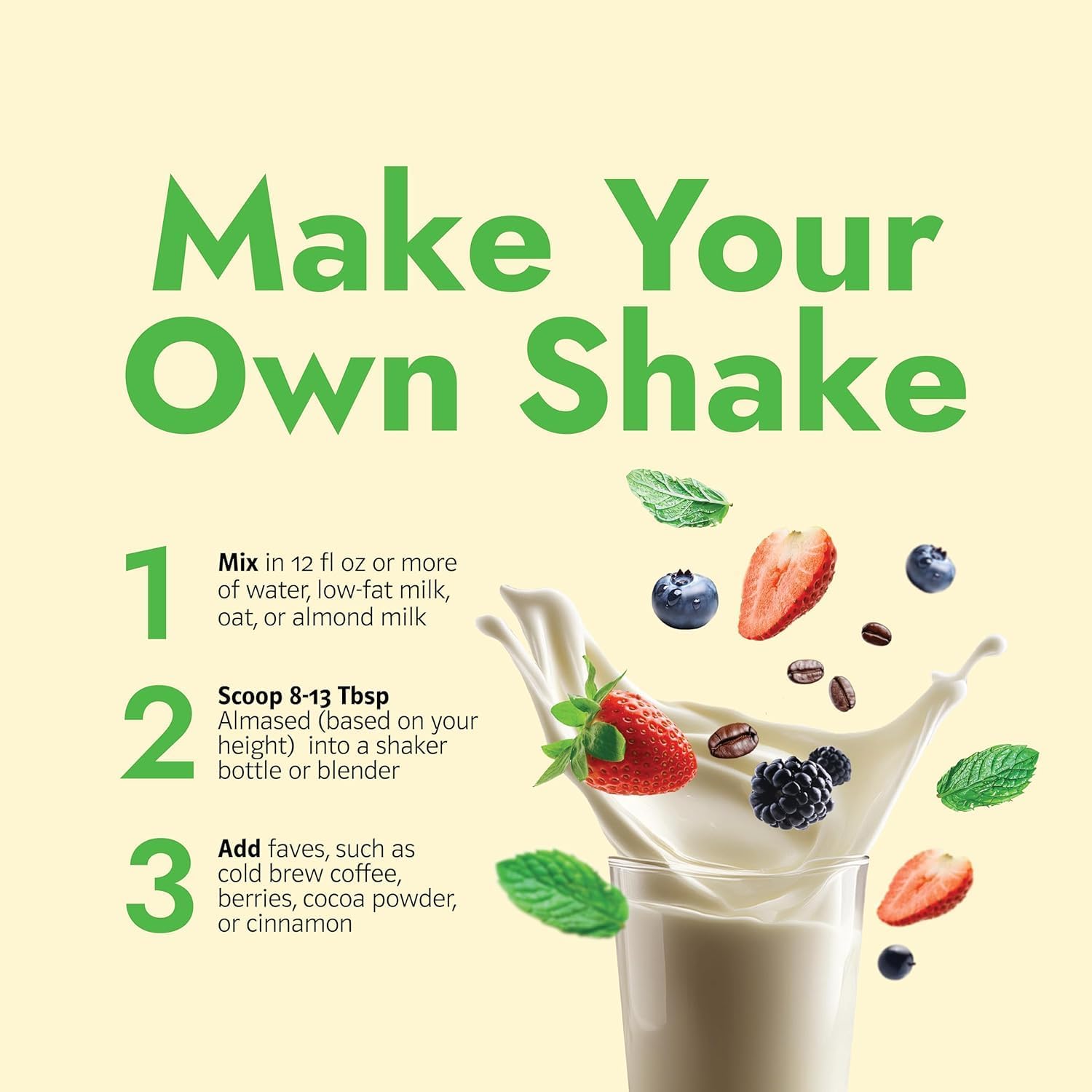 Almased Vanilla shake with yogurt and honey ingredients for a creamy option