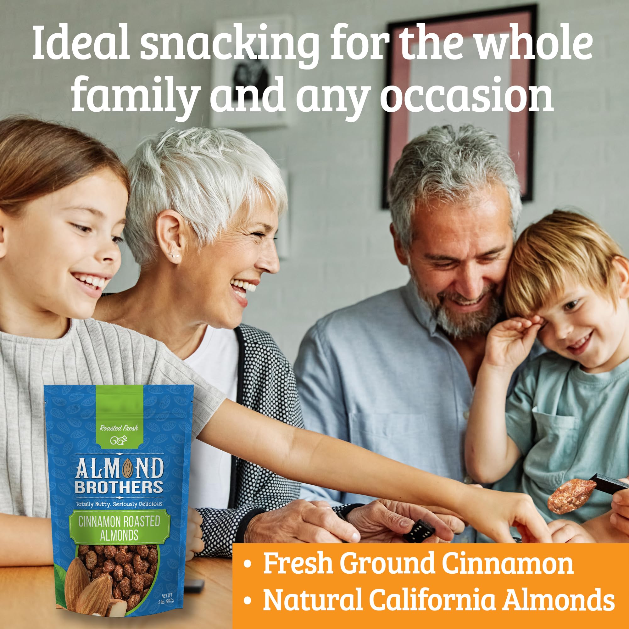 Almond Brothers serving idea for gatherings with cinnamon almonds.