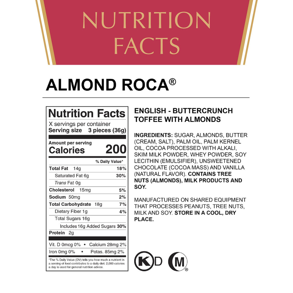 Almond Roca chocolate-dipped toffee close-up showing glossy coating and almond crunch—great for chocolate lovers.