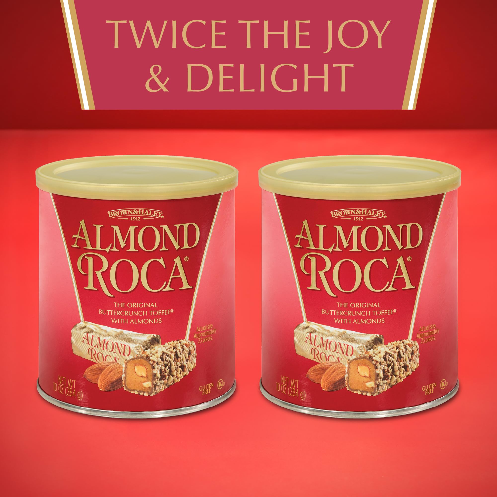 Almond Roca buttercrunch toffee with almonds, crisp texture and nutty notes, perfect for sharing.