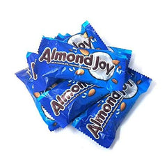 Close-up of bite-sized Almond Joy bars in a bag, ideal for sharing.