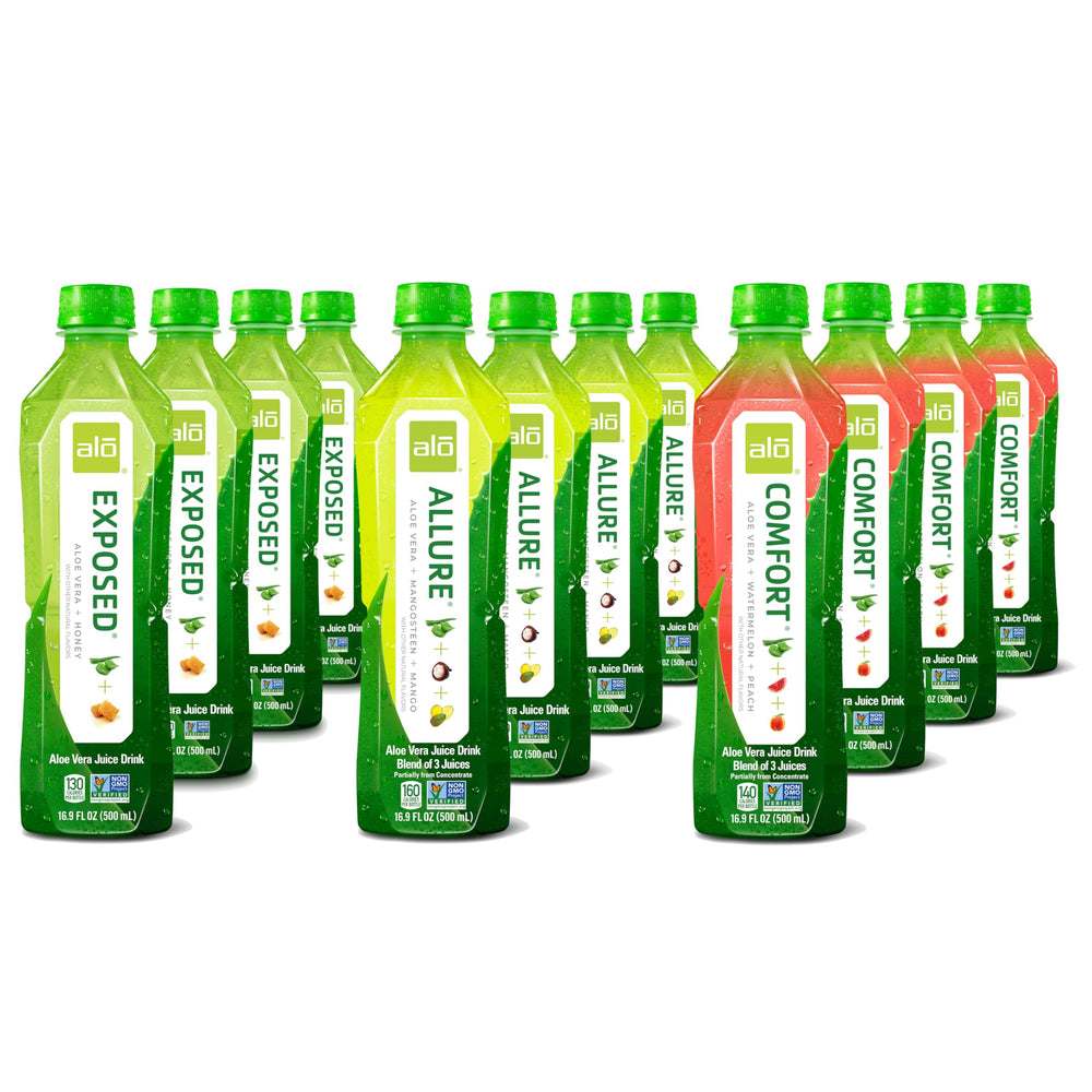 ALO comfort-flavor-bottle presents peach and watermelon notes for everyday refreshment.