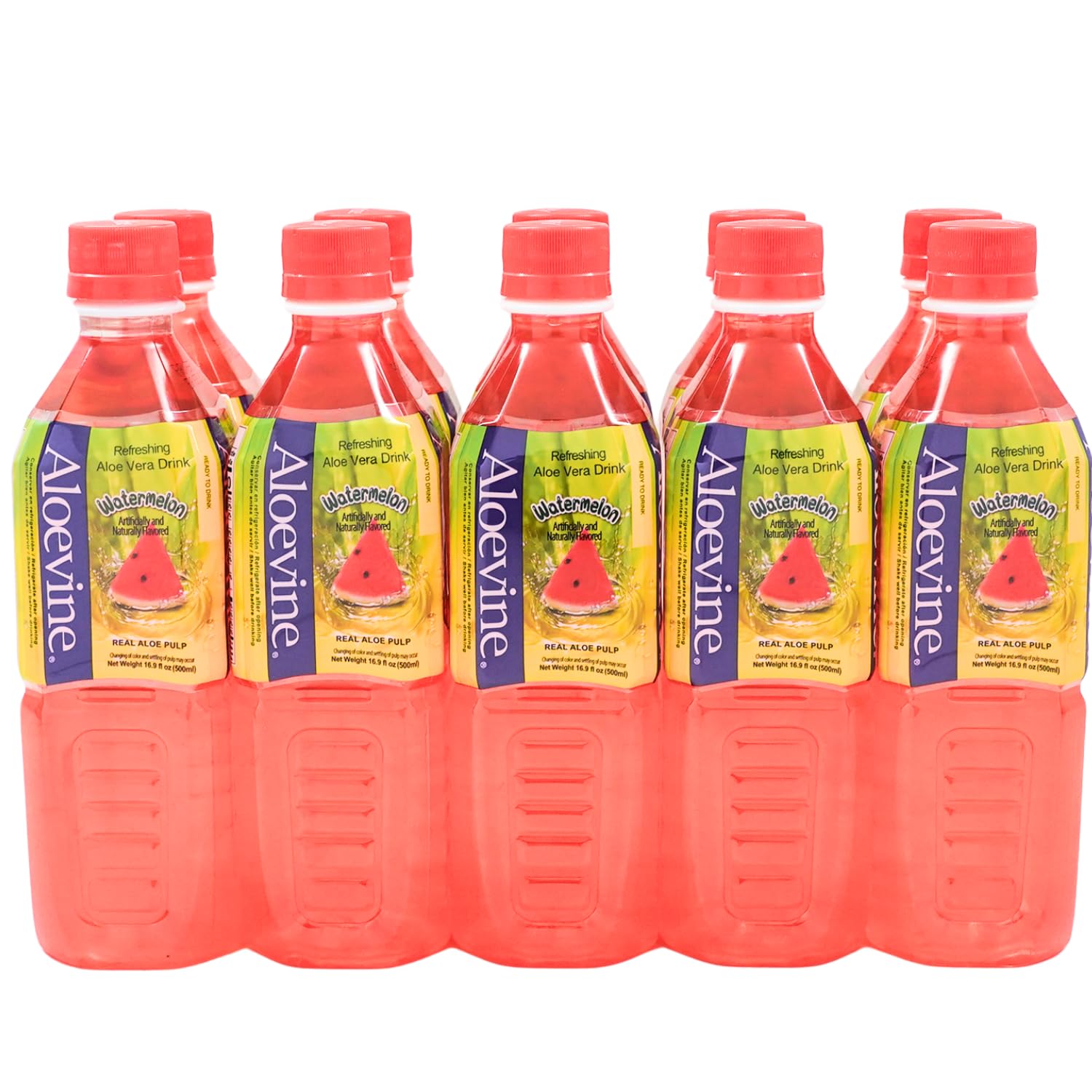 Aloevine Watermelon bottle-pour shows refreshing vegan aloe drink for summer hydration