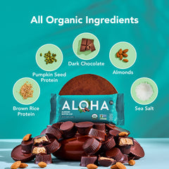 ALOHA ingredients show organic brown rice protein and pumpkin seeds.
