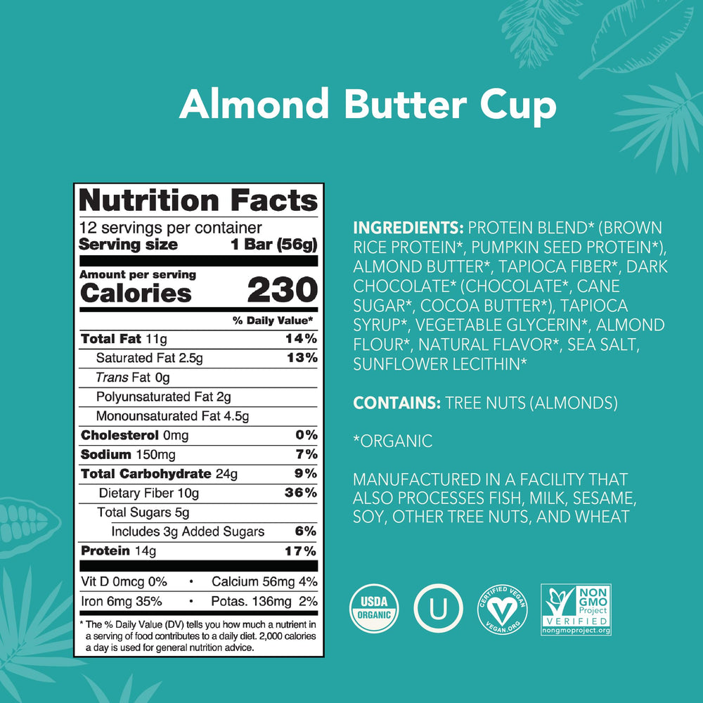ALOHA nutrition panel highlights protein and fiber per bar.
