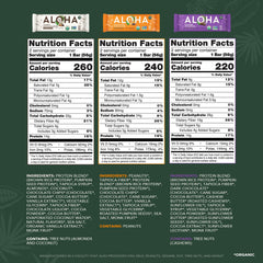 ALOHA bars flavors lined up on the counter for tasting.