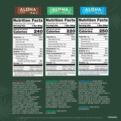 ALOHA bars packaging close-up highlighting clean labels and ingredients.
