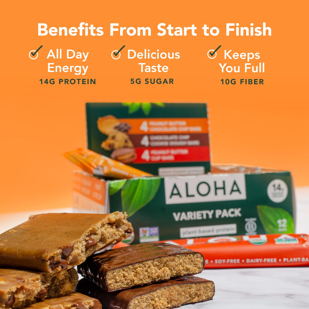 ALOHA Chocolate Chip Cookie Dough bar close-up with real chips