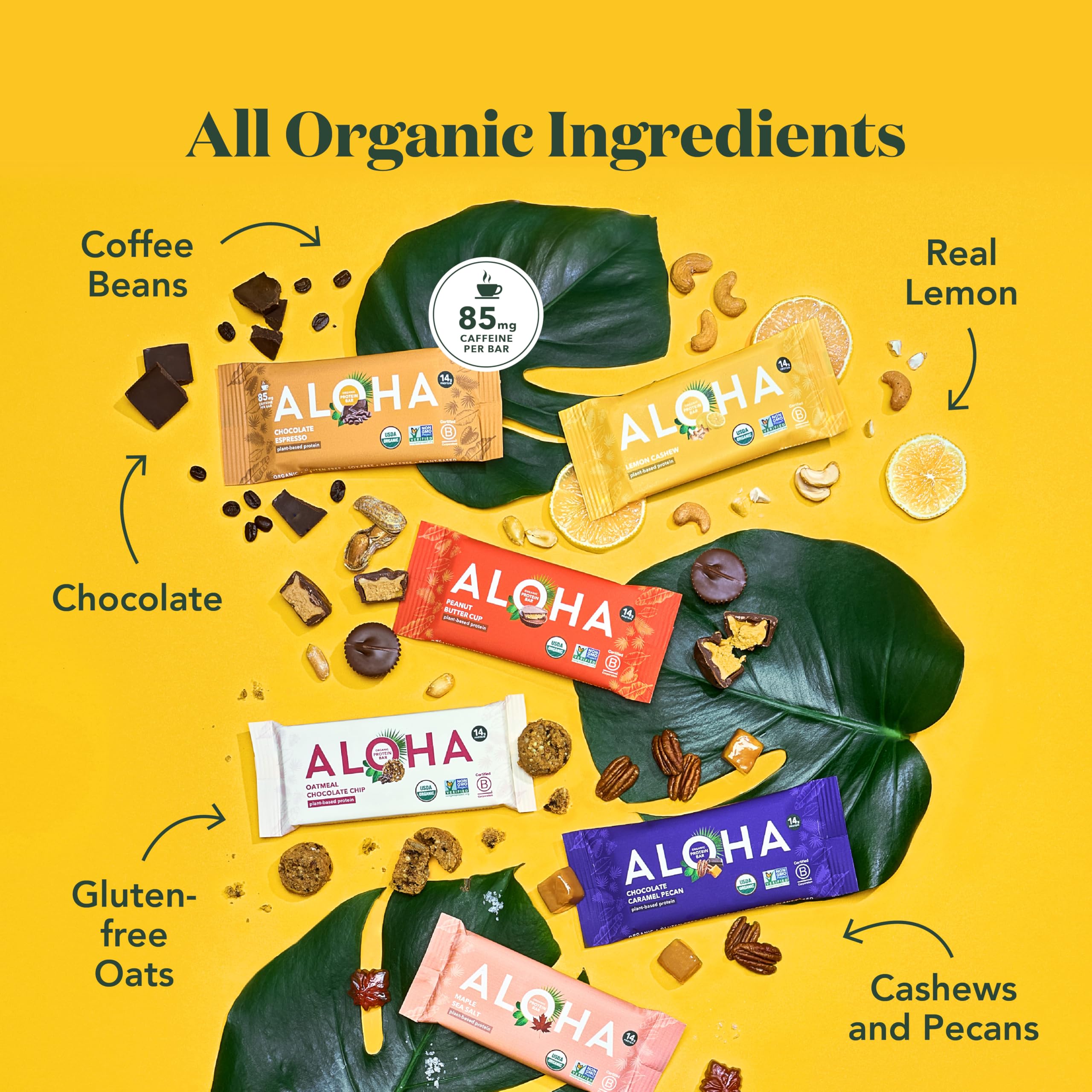 ALOHA Chocolate Espresso bar offering a caffeinated lift with dairy-free protein.