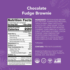 ALOHA Chocolate Fudge Brownie bar packaging highlighting vegan, gluten-free nutrition for on-the-go snacking.