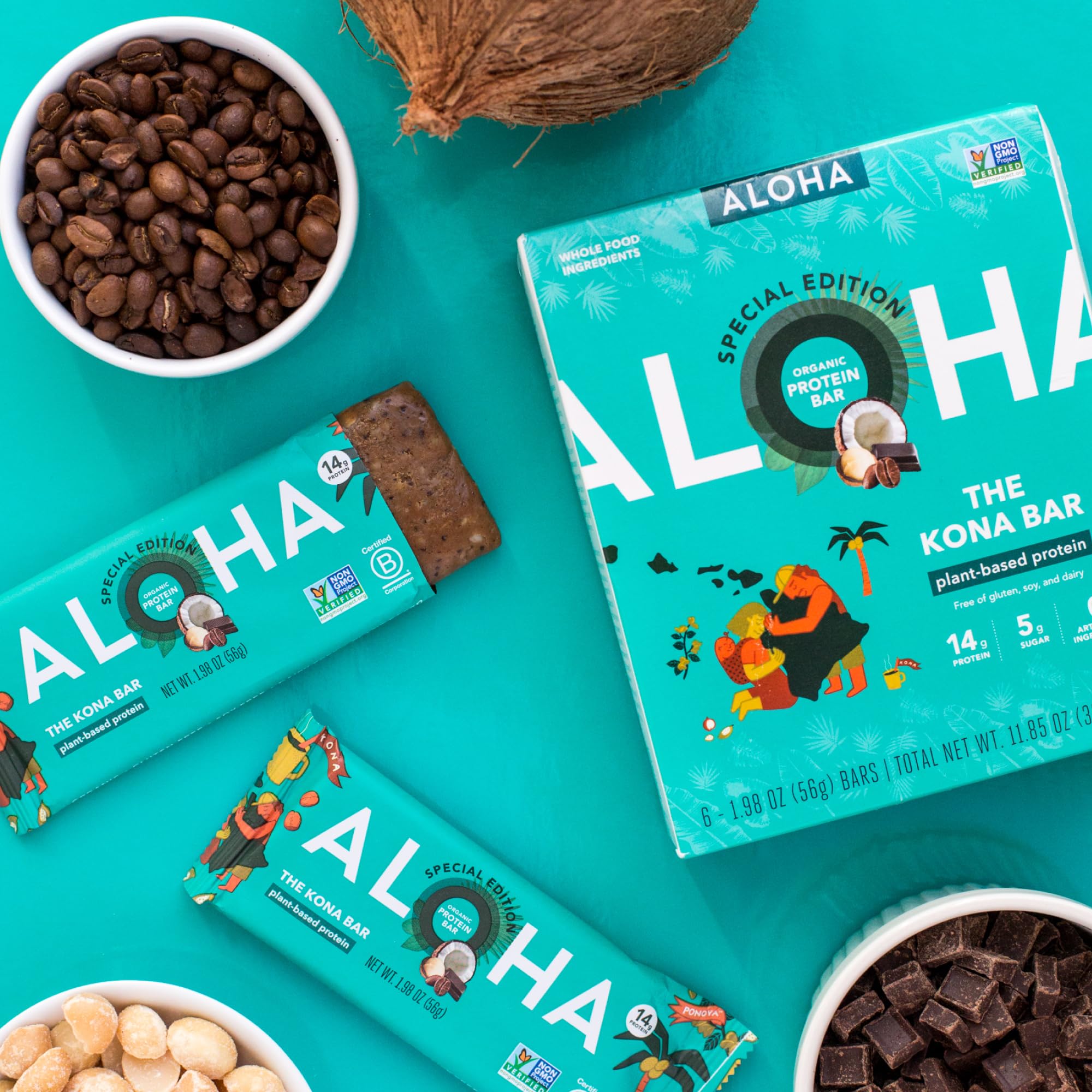 ALOHA Kona bar vegan, non-GMO, gluten-free, dairy-free and soy-free