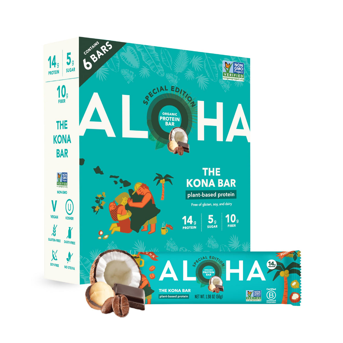ALOHA Kona Special Edition six-pack bar set for easy on-the-go protein