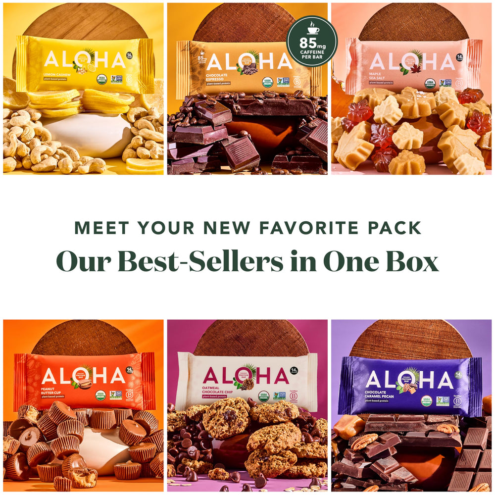 ALOHA Lemon Cashew bar providing bright citrus flavor and fiber-rich fuel.
