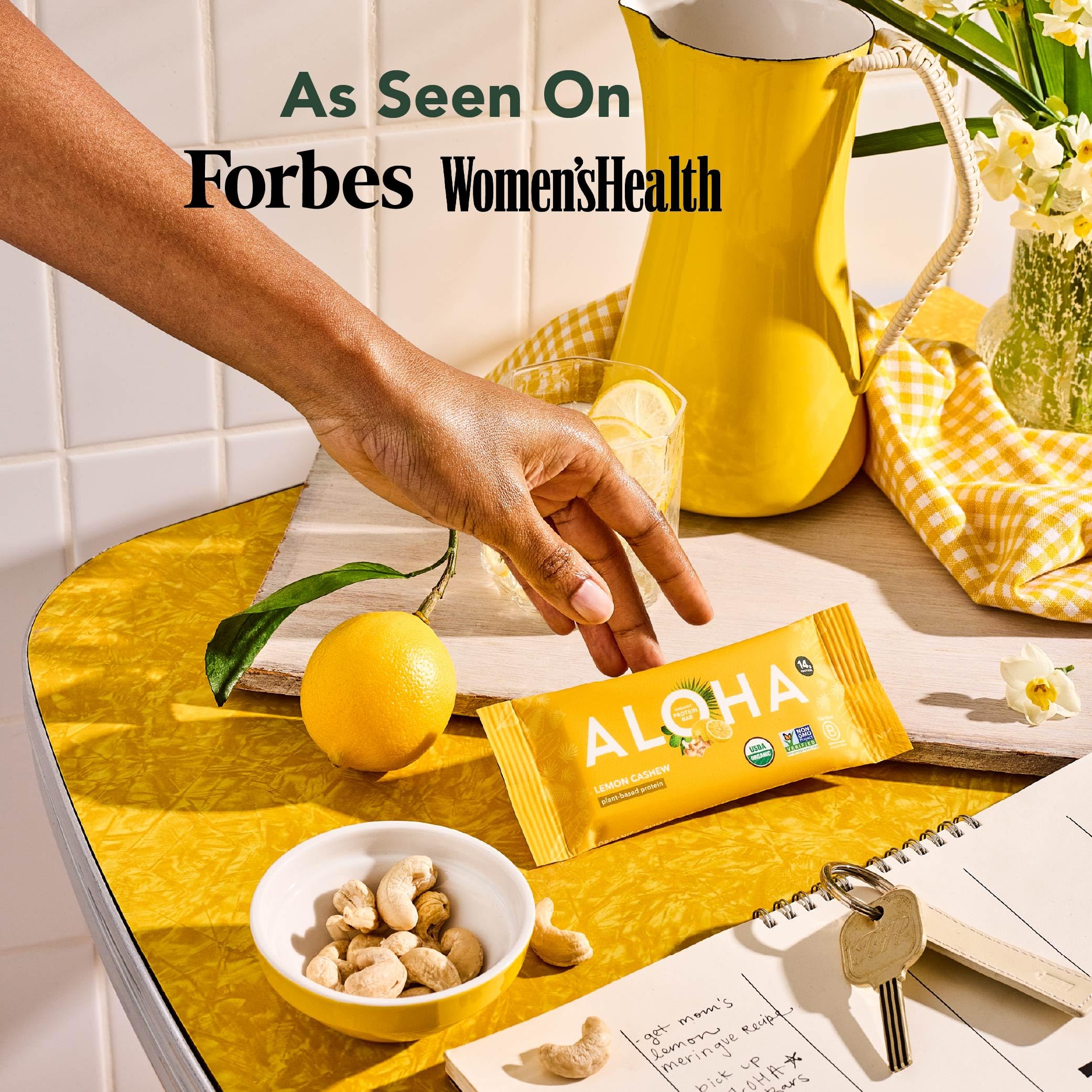 ALOHA Lemon Cashew on-the-go bar for busy days.
