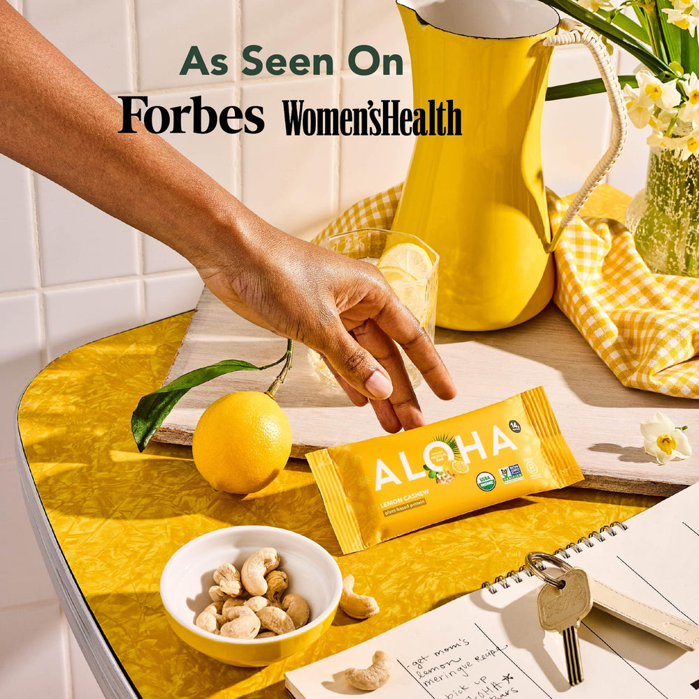 ALOHA Lemon Cashew on-the-go bar for busy days.