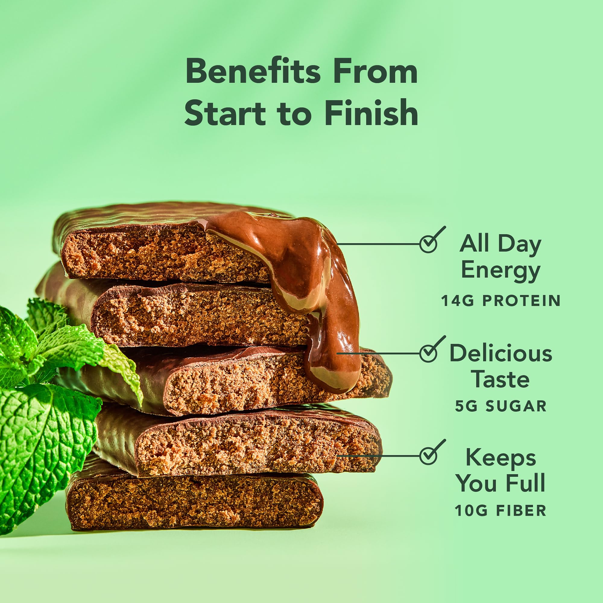 ALOHA Chocolate Mint bar shown as a quick breakfast or meal option.