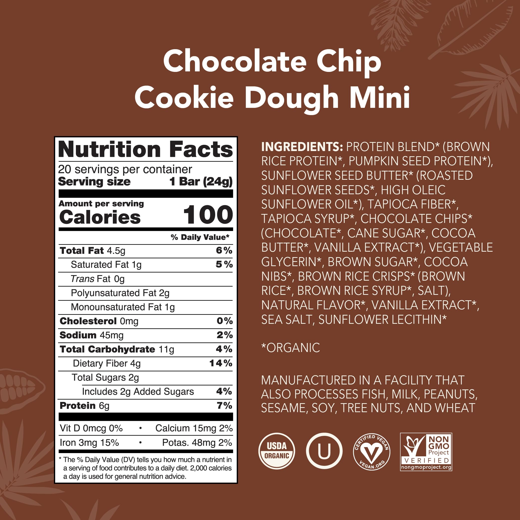 ALOHA Minis bar ingredients scene, real whole-food ingredients shown
