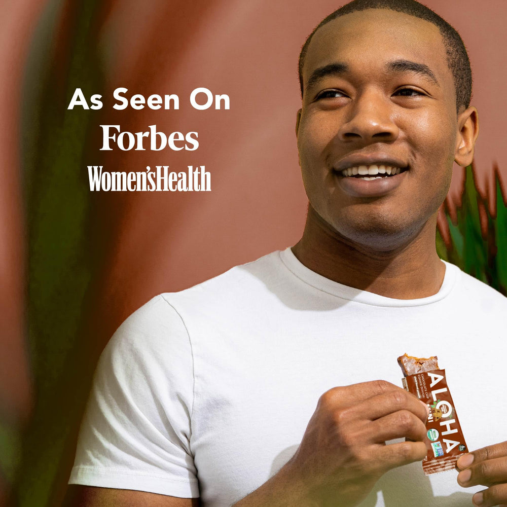 ALOHA Minis bar beside workout gear, convenient pre or post workout snack