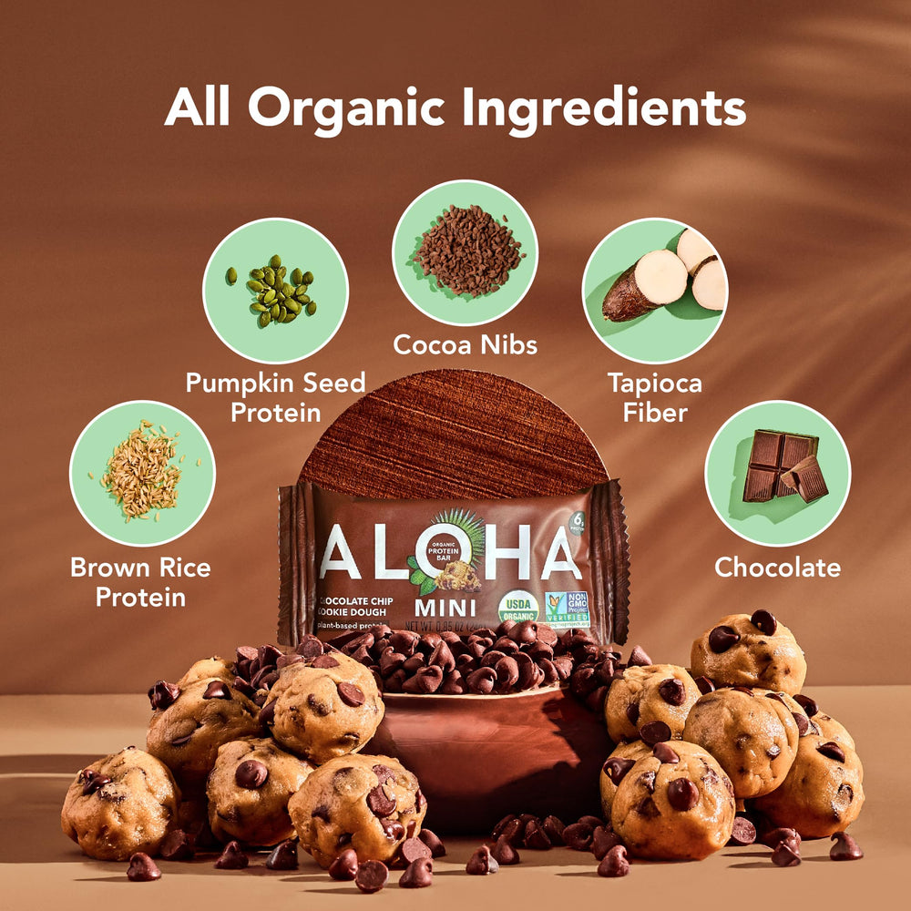 ALOHA Minis vegan Non-GMO bar on shelf, ideal for clean snacking