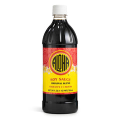 ALOHA Shoyu Original bottle front with label and amber color ready for everyday cooking