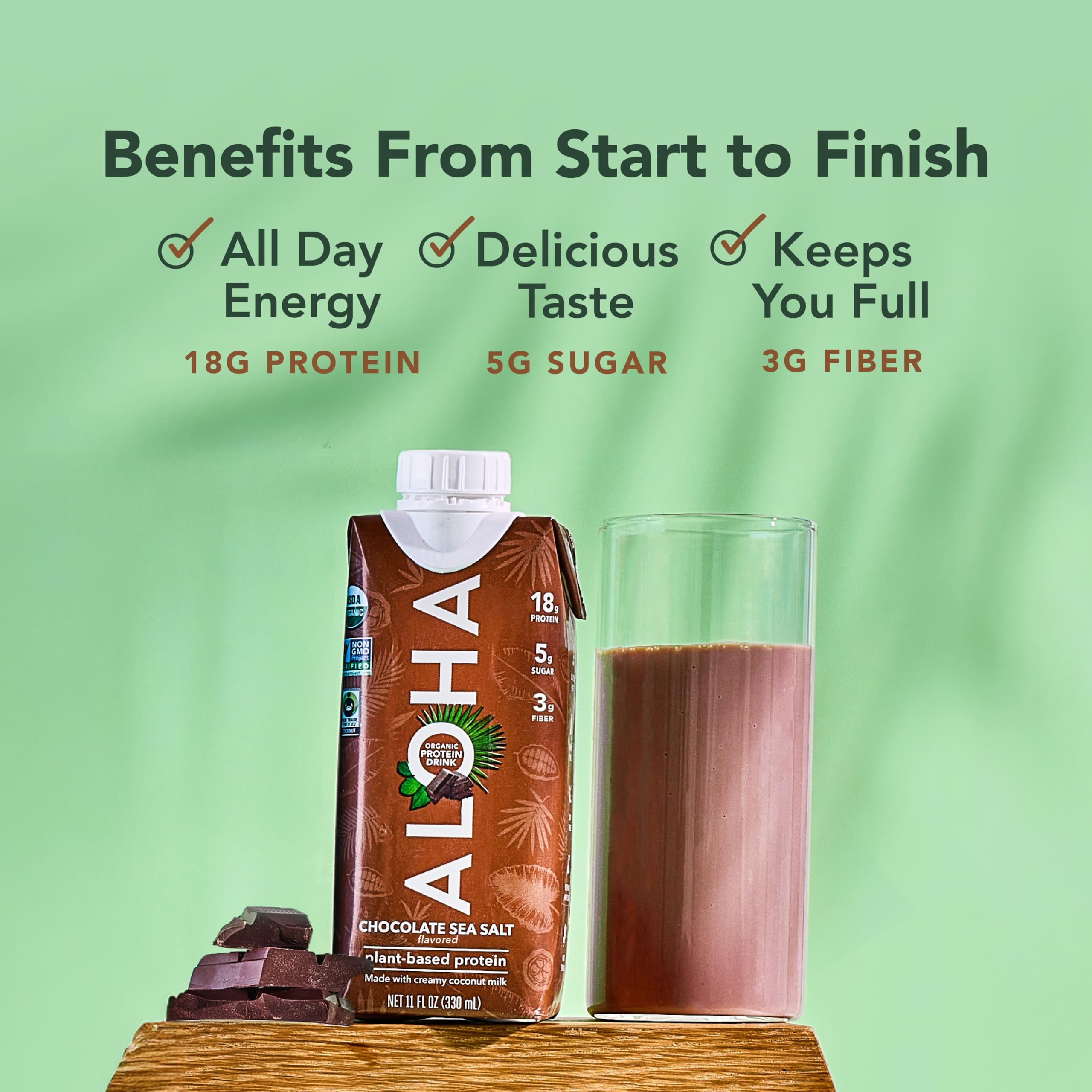 ALOHA USDA Organic label with coconut milk and fair trade icon