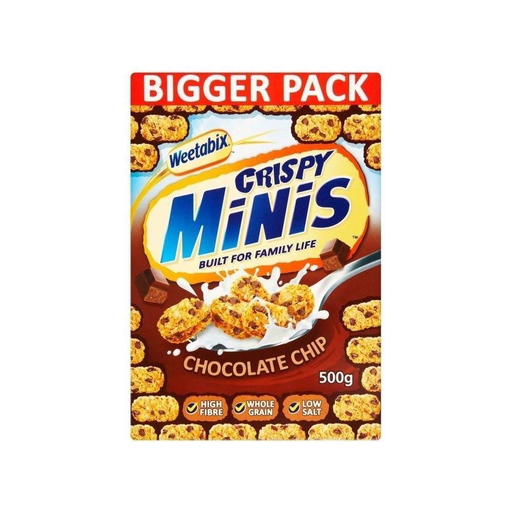 Alpen Weetabix Crispy Minis Chocolate Chip cereal, crunchy in milk for a satisfying morning